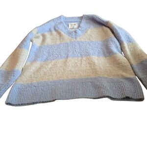 Aerie V-Neck Sweater - Light Blue and Cream